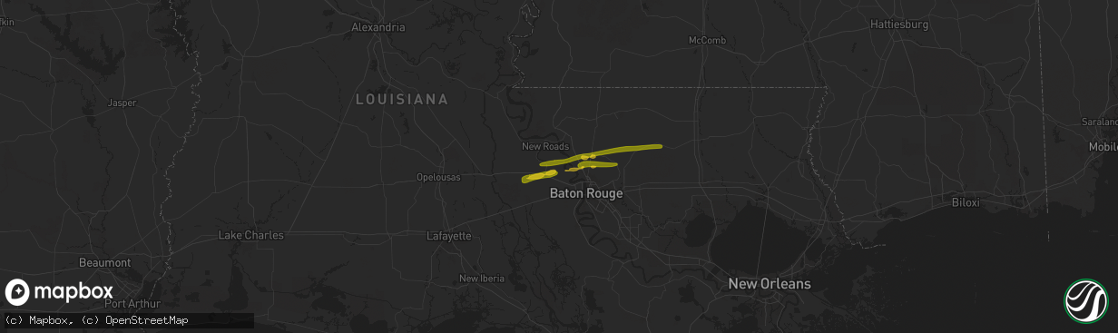 Hail map in Erwinville, LA on May 21, 2025