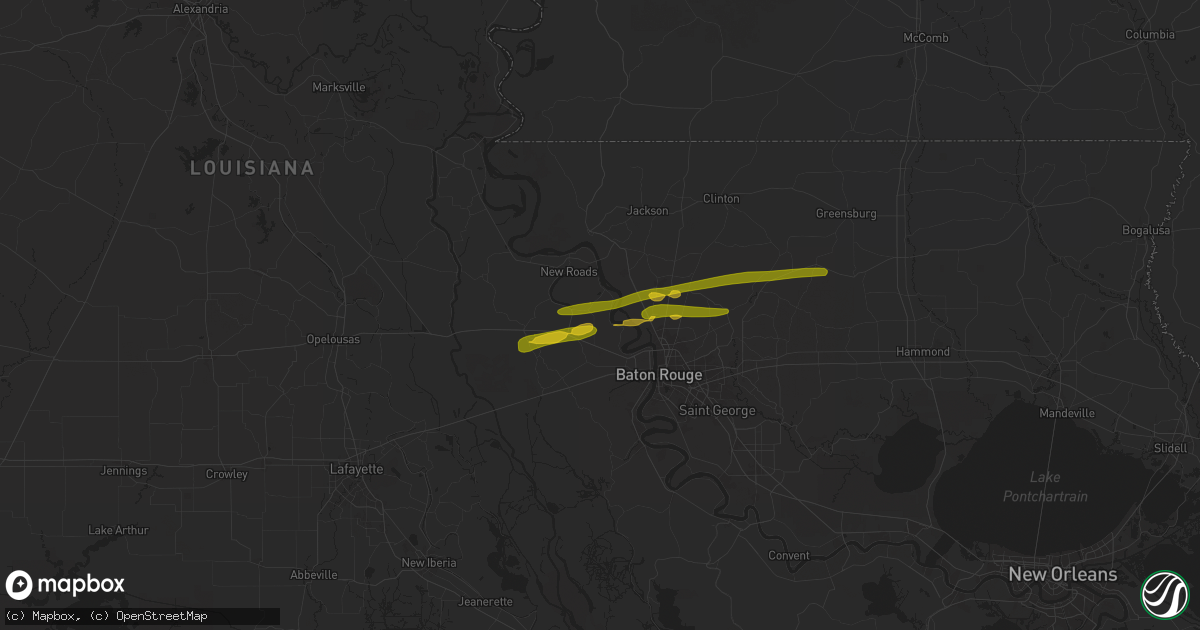 Hail map in Erwinville, LA on May 21, 2025