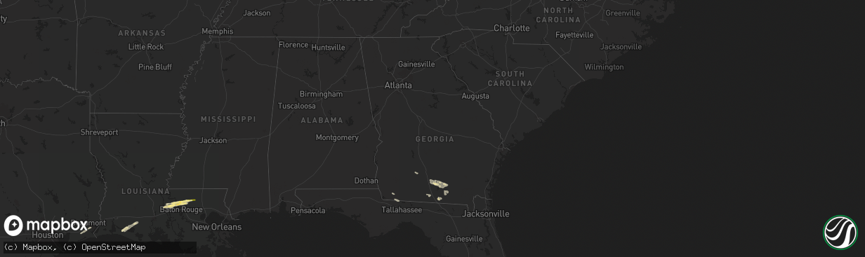 Hail map in Georgia on May 21, 2025