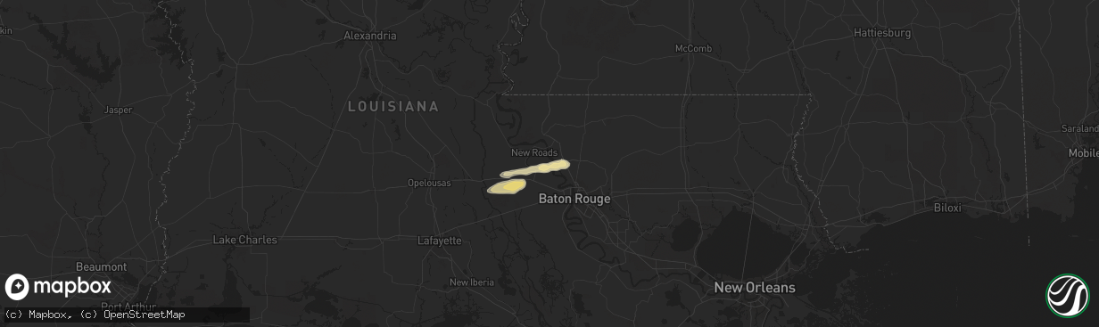 Hail map in Glynn, LA on May 21, 2025