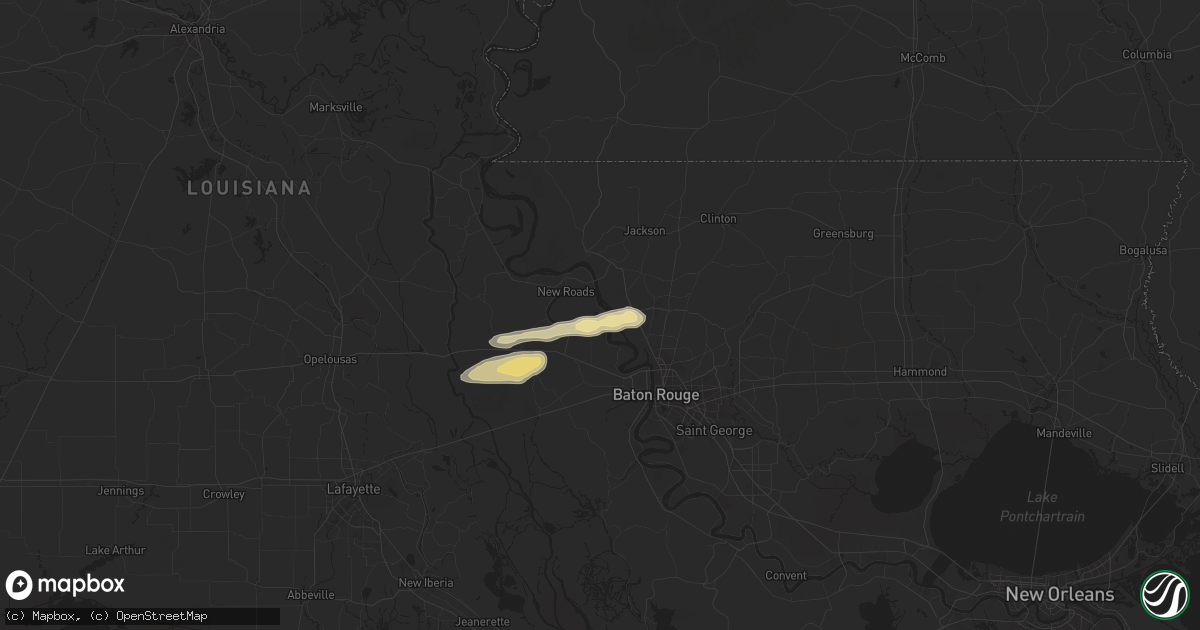 Hail map in Glynn, LA on May 21, 2025