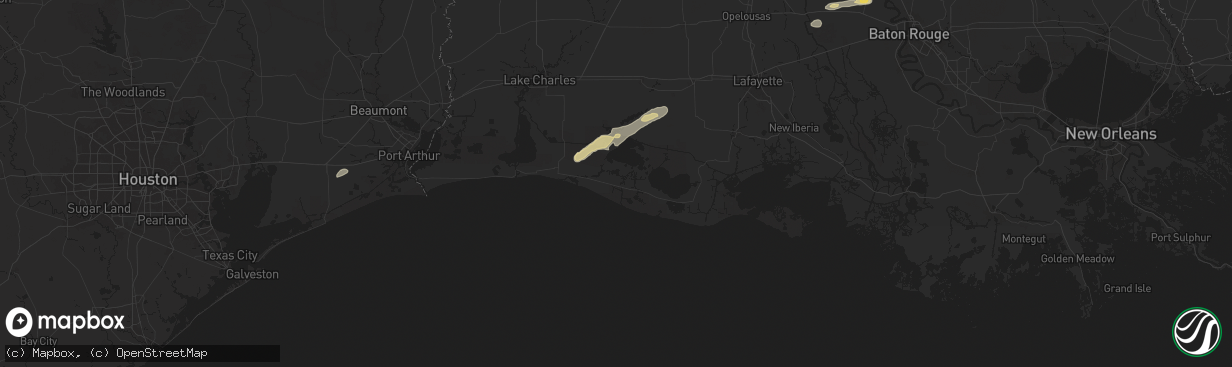 Hail map in Grand Chenier, LA on May 21, 2025