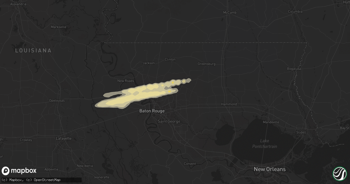 Hail map in Greenwell Springs, LA on May 21, 2025