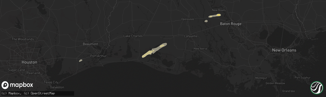 Hail map in Gueydan, LA on May 21, 2025