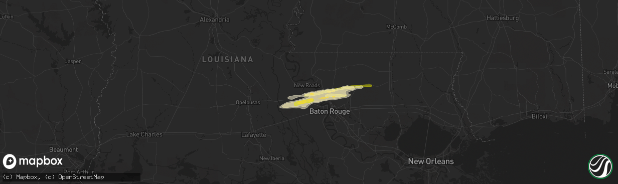 Hail map in Jarreau, LA on May 21, 2025