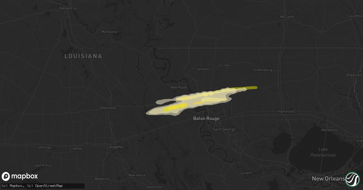 Hail map in Jarreau, LA on May 21, 2025