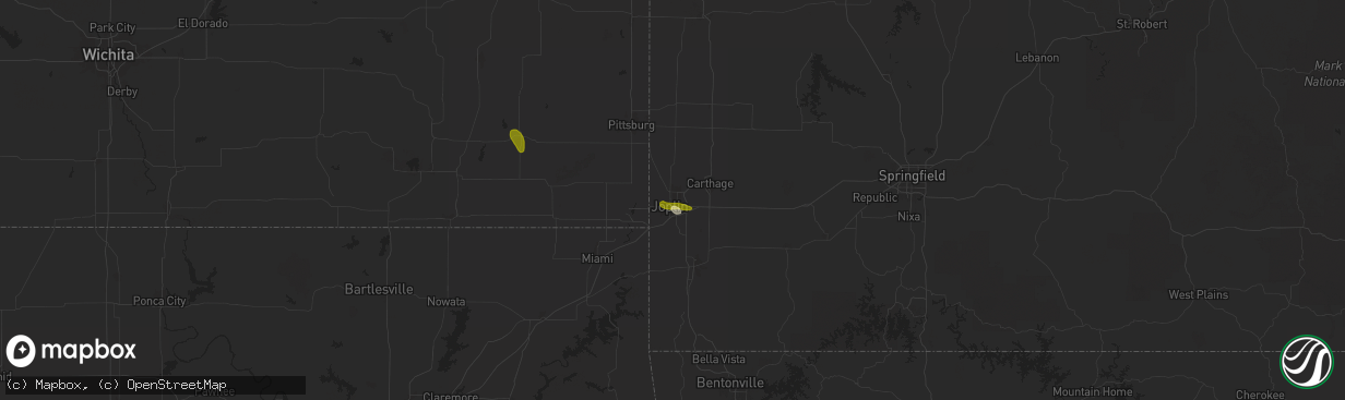 Hail map in Joplin, MO on May 21, 2025