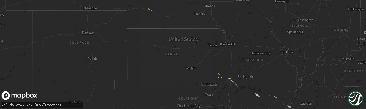 Hail map in Kansas on May 21, 2025