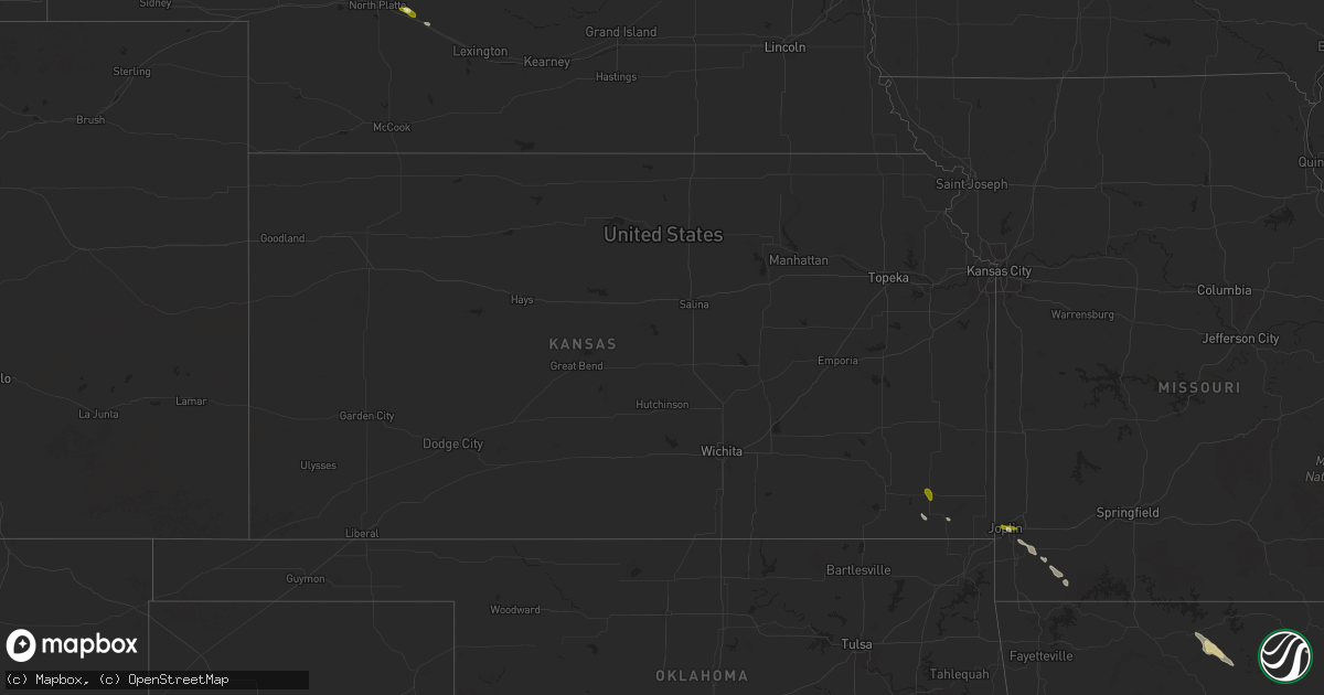 Hail map in Kansas on May 21, 2025