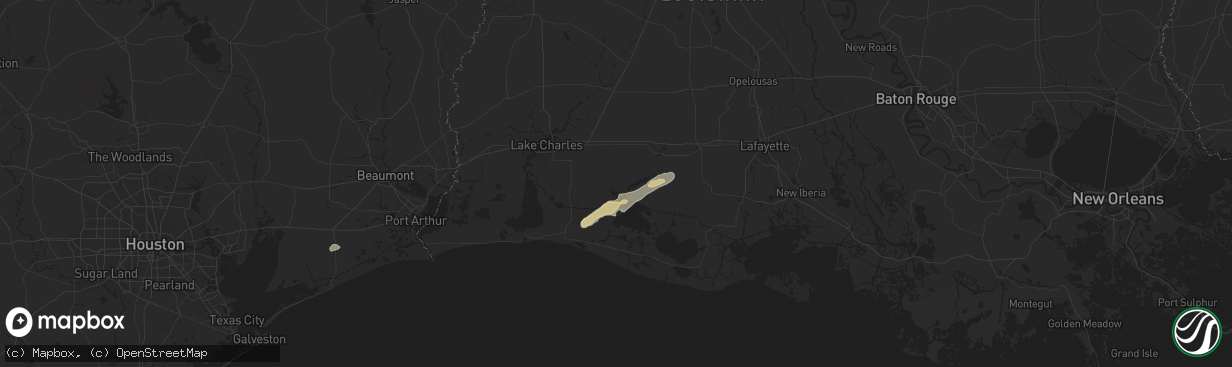 Hail map in Lake Arthur, LA on May 21, 2025