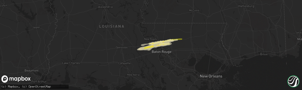 Hail map in Lakeland, LA on May 21, 2025