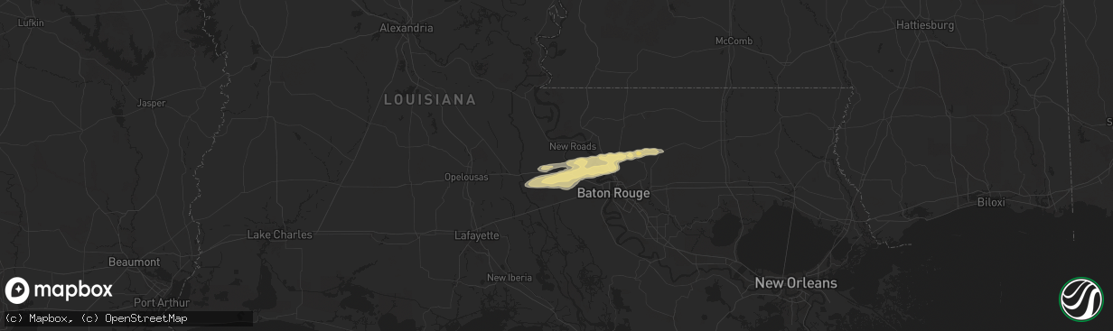 Hail map in Livonia, LA on May 21, 2025