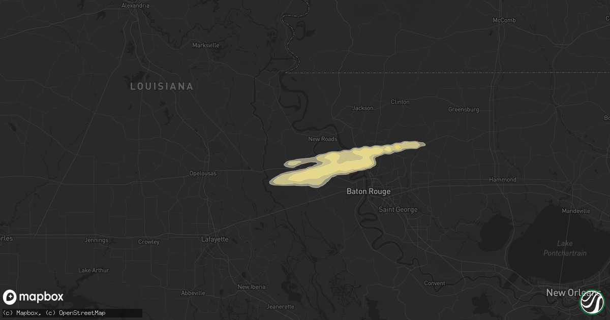 Hail map in Livonia, LA on May 21, 2025
