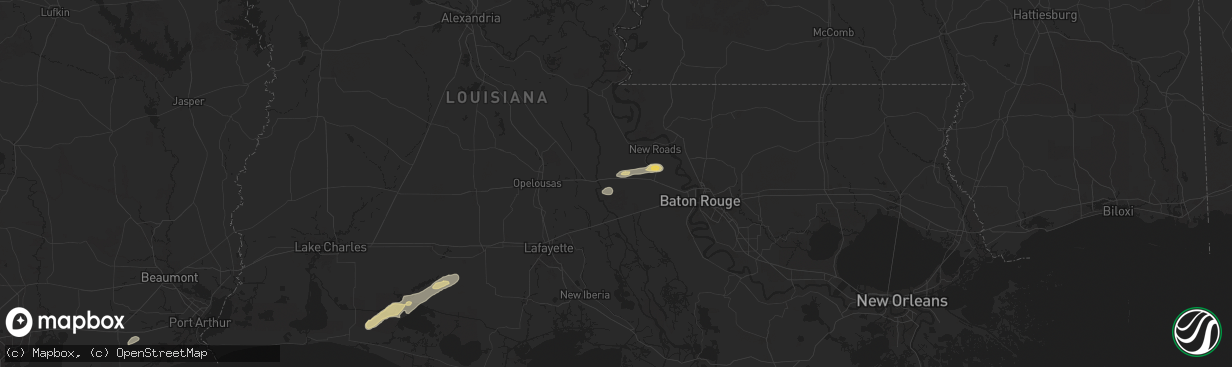 Hail map in Lottie, LA on May 21, 2025