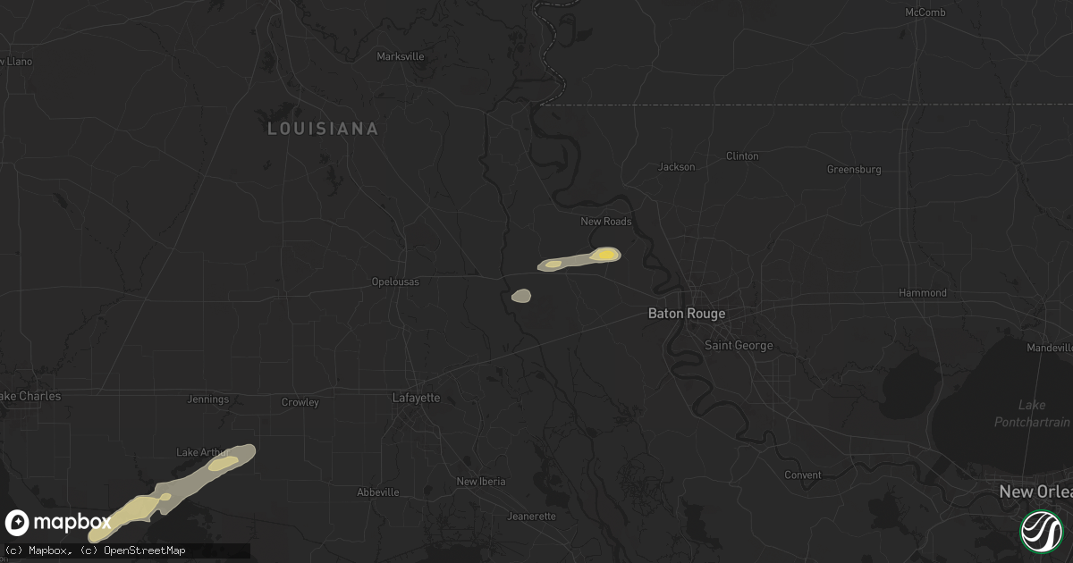 Hail map in Lottie, LA on May 21, 2025