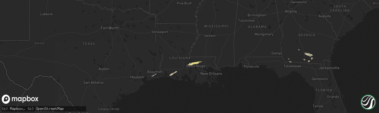 Hail map in Louisiana on May 21, 2025