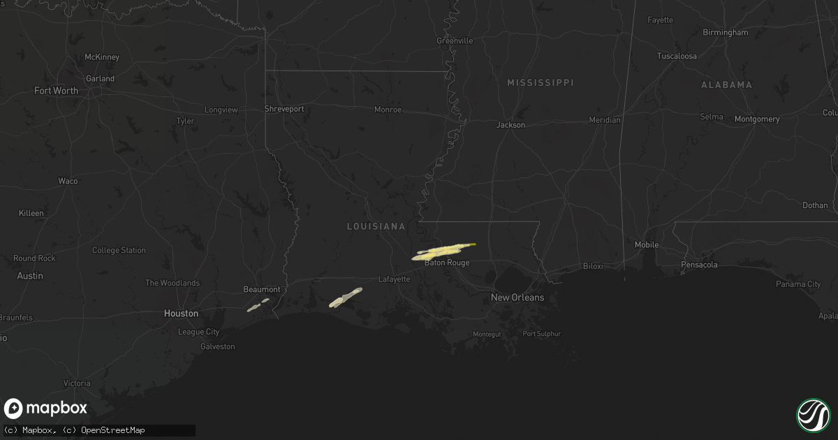 Hail map in Louisiana on May 21, 2025