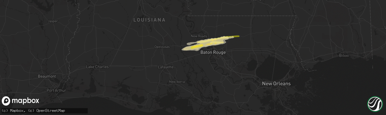 Hail map in Maringouin, LA on May 21, 2025