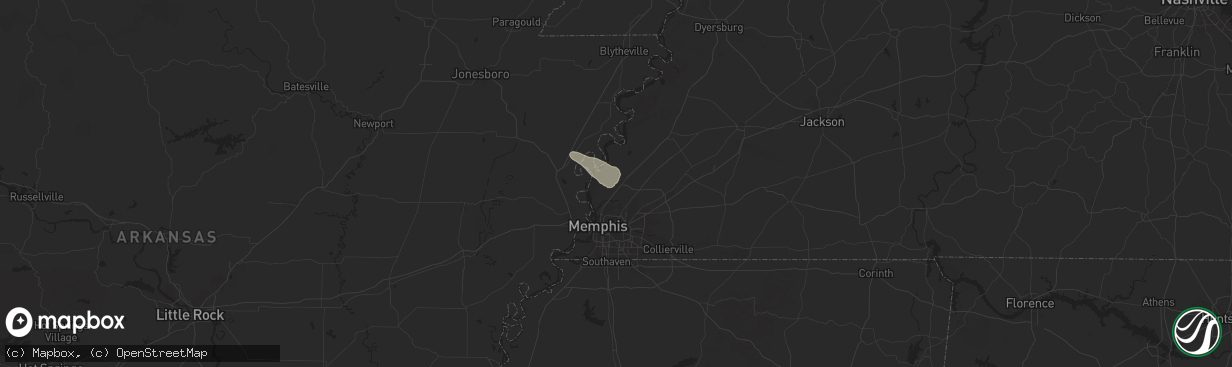 Hail map in Millington, TN on May 21, 2025