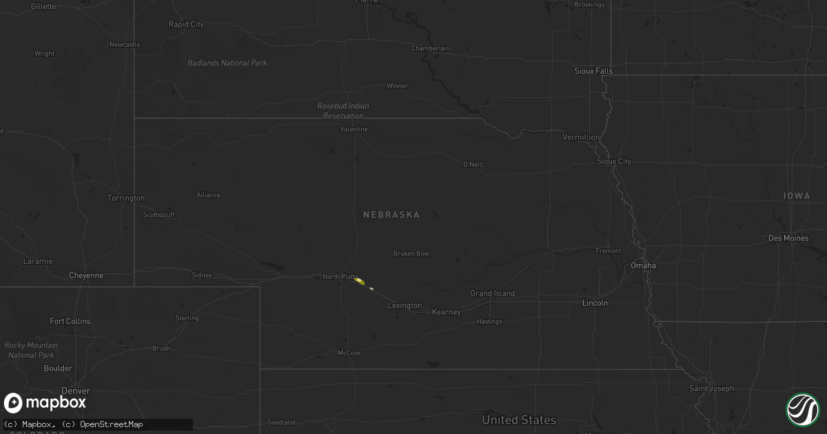Hail map in Nebraska on May 21, 2025