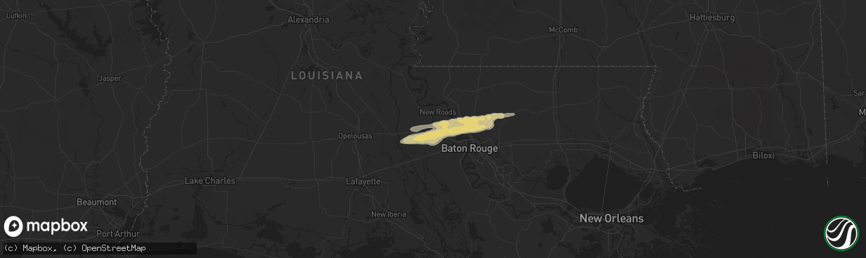 Hail map in Oscar, LA on May 21, 2025