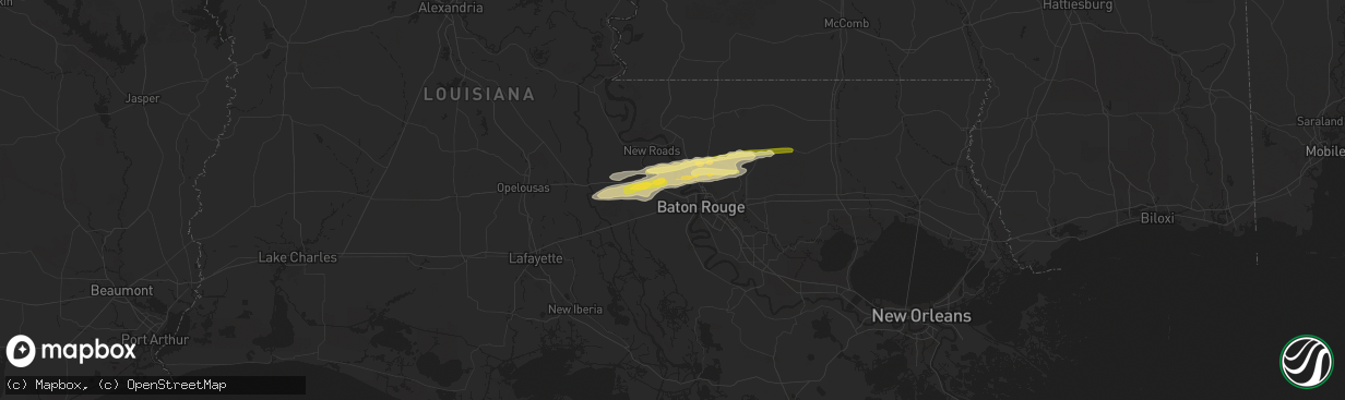 Hail map in Port Allen, LA on May 21, 2025