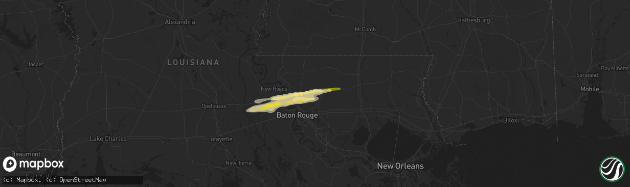 Hail map in Pride, LA on May 21, 2025