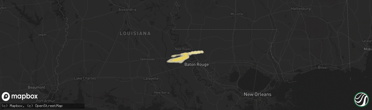 Hail map in Rougon, LA on May 21, 2025