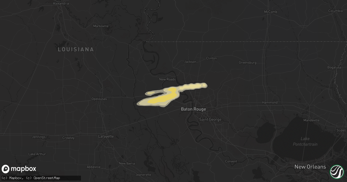 Hail map in Rougon, LA on May 21, 2025
