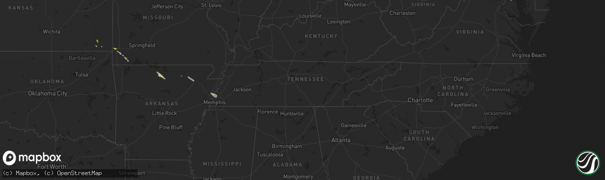 Hail map in Tennessee on May 21, 2025