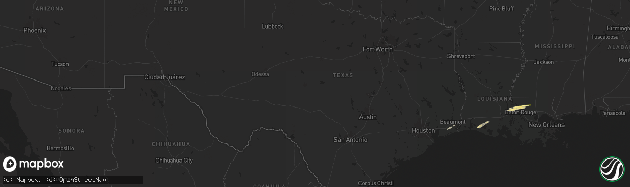 Hail map in Texas on May 21, 2025