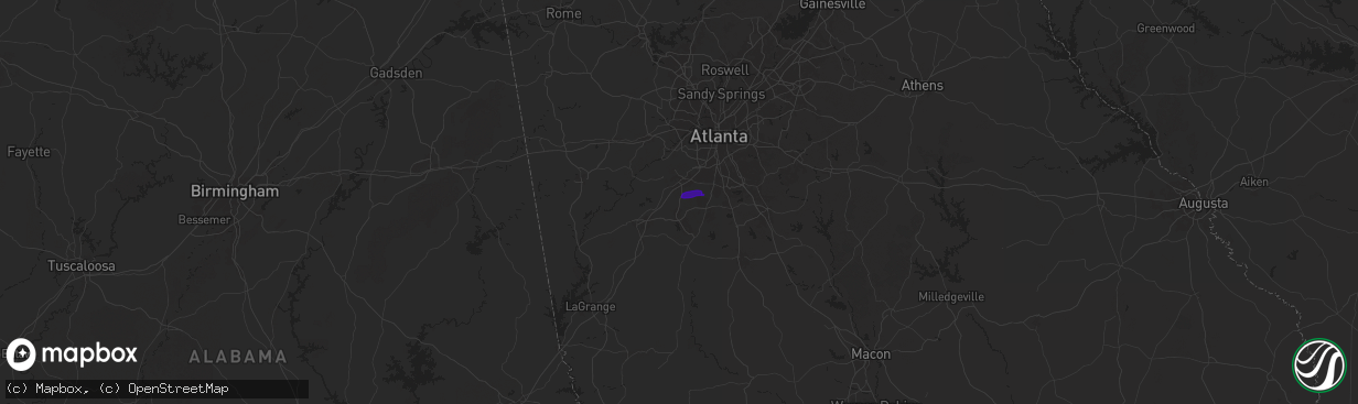 Hail map in Tyrone, GA on May 21, 2025