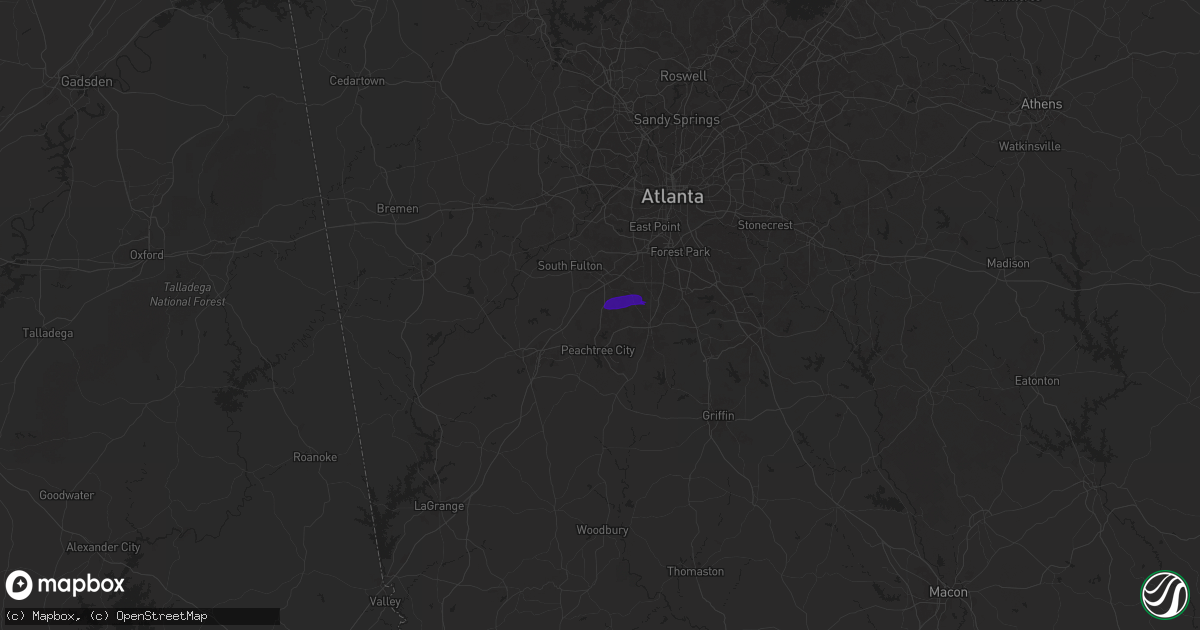 Hail map in Tyrone, GA on May 21, 2025