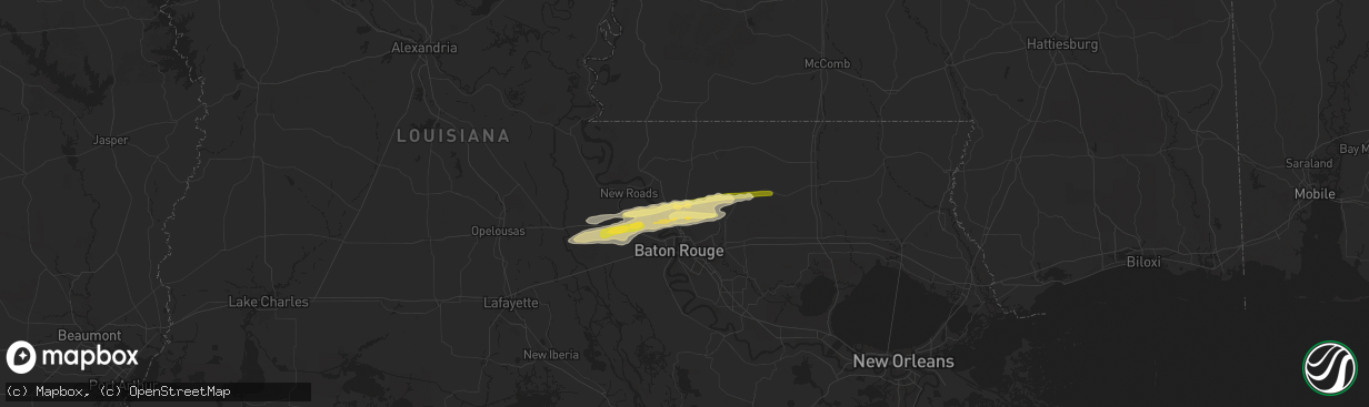 Hail map in Zachary, LA on May 21, 2025