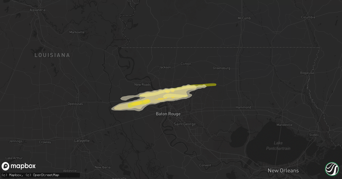 Hail map in Zachary, LA on May 21, 2025