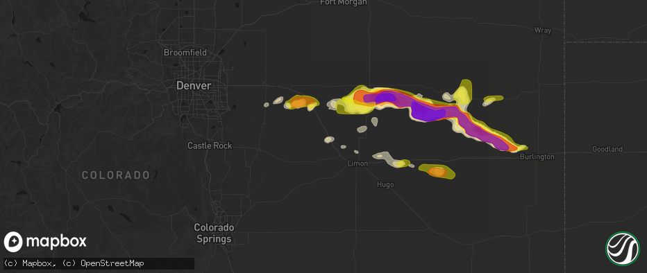 Hail map in Agate, CO on May 21, 2026