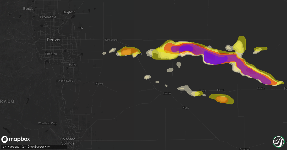 Hail map in Agate, CO on May 21, 2026
