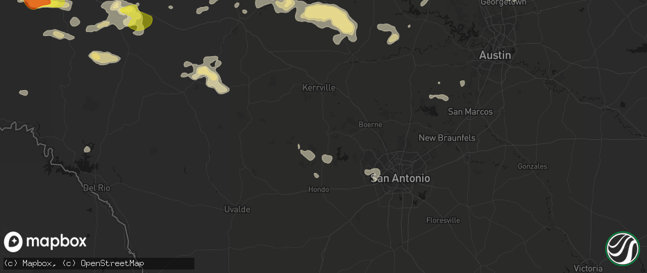 Hail map in Bandera, TX on May 21, 2026