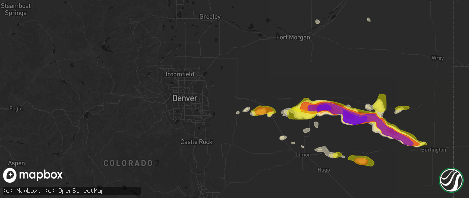 Hail map in Bennett, CO on May 21, 2026
