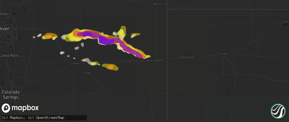 Hail map in Bethune, CO on May 21, 2026
