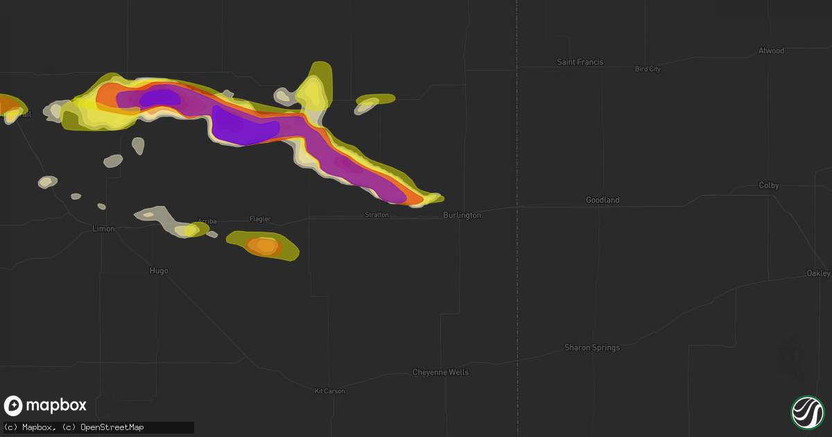 Hail map in Bethune, CO on May 21, 2026
