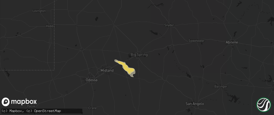 Hail map in Big Spring, TX on May 21, 2026