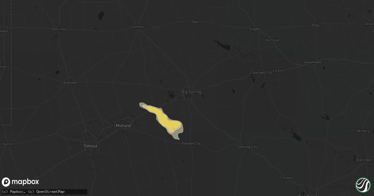 Hail map in Big Spring, TX on May 21, 2026