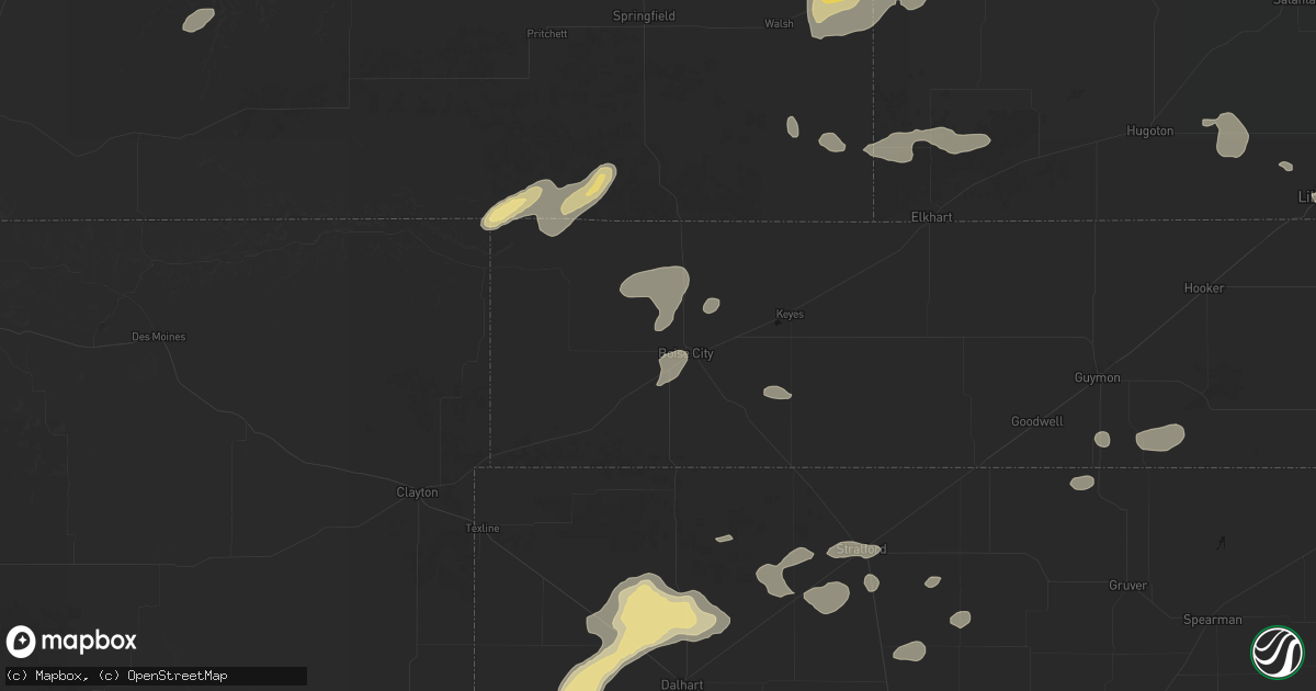 Hail map in Boise City, OK on May 21, 2026