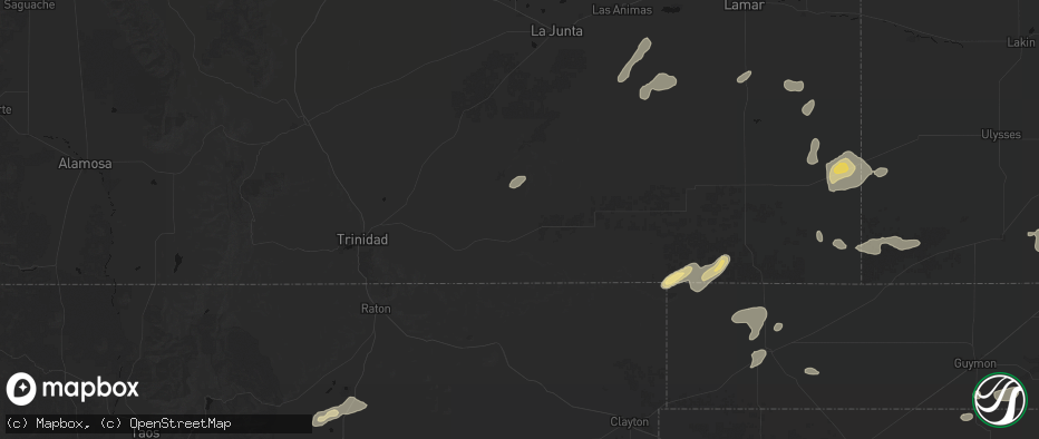 Hail map in Branson, CO on May 21, 2026