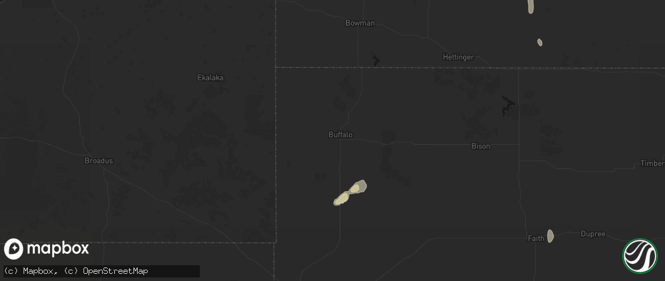 Hail map in Buffalo, SD on May 21, 2026