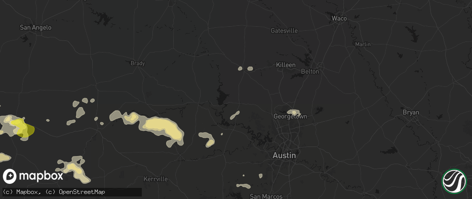 Hail map in Burnet, TX on May 21, 2026