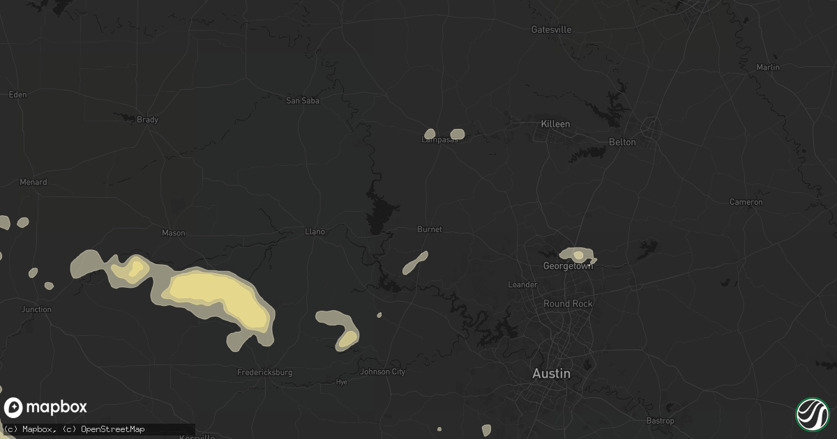 Hail map in Burnet, TX on May 21, 2026
