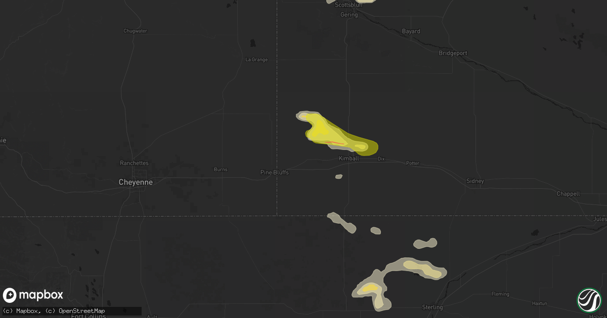 Hail map in Bushnell, NE on May 21, 2026