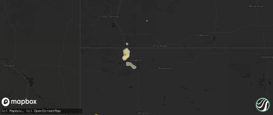 Hail map in Chadron, NE on May 21, 2026